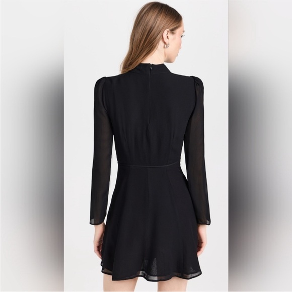 Reformation Otessa Black Wrap Mini Dress - Picture 3 of 8